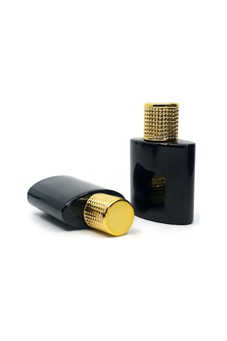 Parfüm Şişesi 50 Ml 2 Adet Özel Siyah Elips Kolay Kapama Boş Şişe