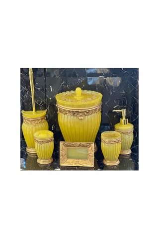 6 Parça Polyester Banyo Takımı Sarı