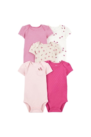 Kız Bebek Kısa Kollu 5li Body Pembe