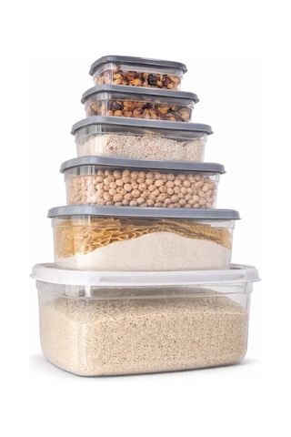Ceritoğlu Hava Geçirmez 6'lı Saklama Kabı Stackable Iç Içe Geçer-bpa Free-dikdörtgen Şeffaf