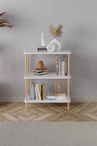 3 Raflı Kitaplık Ahşap Kitaplık Kitap Rafı Ayakkabılık -çam