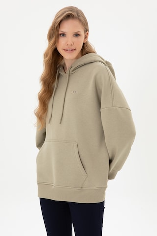 U.S. Polo Assn. Kadın Açık Haki Şardonlu Kapüşonlu Sweatshırt 50313567-VR183