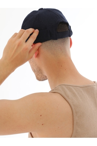 Kaşe Arkadan Ayarlı Retro Hip-hop Takke Şapka Lacivert