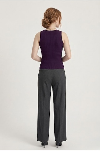 Neden Tekstil Kadın Fitilli Triko Atlet Slim Fit Yazlık Kolsuz Bluz - Mor