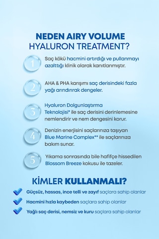 Arındıran Nemlendiren Hacim Veren Saç Kremi Kundal Airy Volume Hyaluron Treatment 500ml Blossom Br.