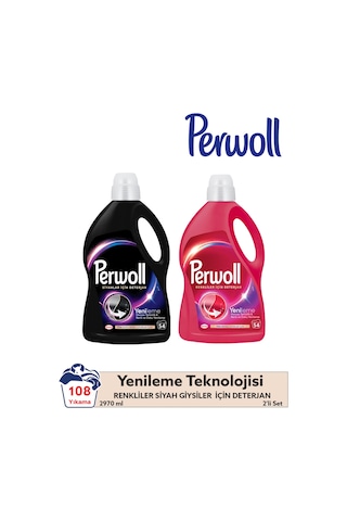 Perwoll Siyah + Renkli Yenileme Hassas Bakım Sıvı Çamaşır Deterjanı 2 x 2970 ML