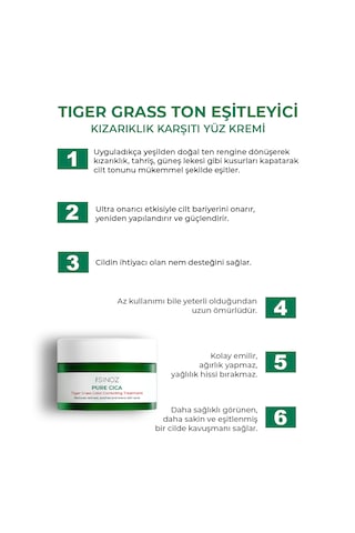 Sinoz Pure Cica Tiger Grass Ton Eşitleyici Yoğun Onarıcı ve Yatıştırıcı Yüz Kremi 15 ML