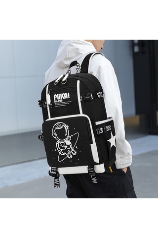 Xindoker Erkek Öğrencilere Özel Üniversite-ilkokul Sırt Çantası, Hafif, Dayanıklı, Spor/seyahat İçin, Büyük Boy, Siyah-beyaz Uzay Desenli Çok Renkli