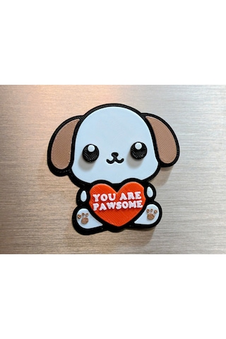 You Are Pawsome Yazılı Kalpli Köpek Figürlü Hediye Buzdolabı Magneti