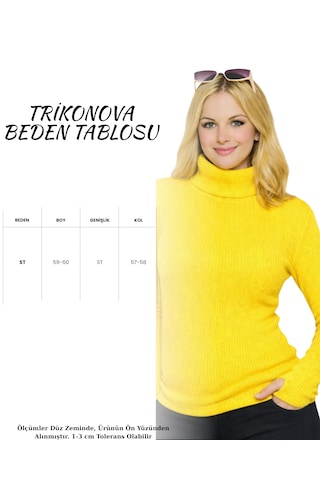 Trikonova Balıkçı Yaka Parmak Detaylı Sarı