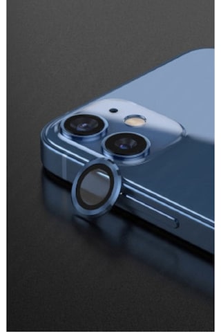 Apple Uyumlu iPhone 12 Mini Kamera Koruyucu Lens Mercek Metal Çerçeveli 2li Set Mavi Blue