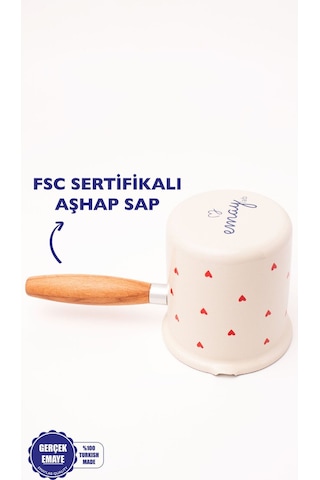 Cupid Emaye Ahşap Saplı Cezve 500ml-6 Kişilik