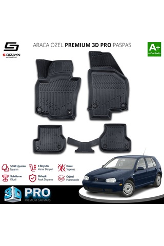 S-dizayn Vw Golf 4 3d Pro Havuzlu Paspas 1997-2005 A+ Kalite