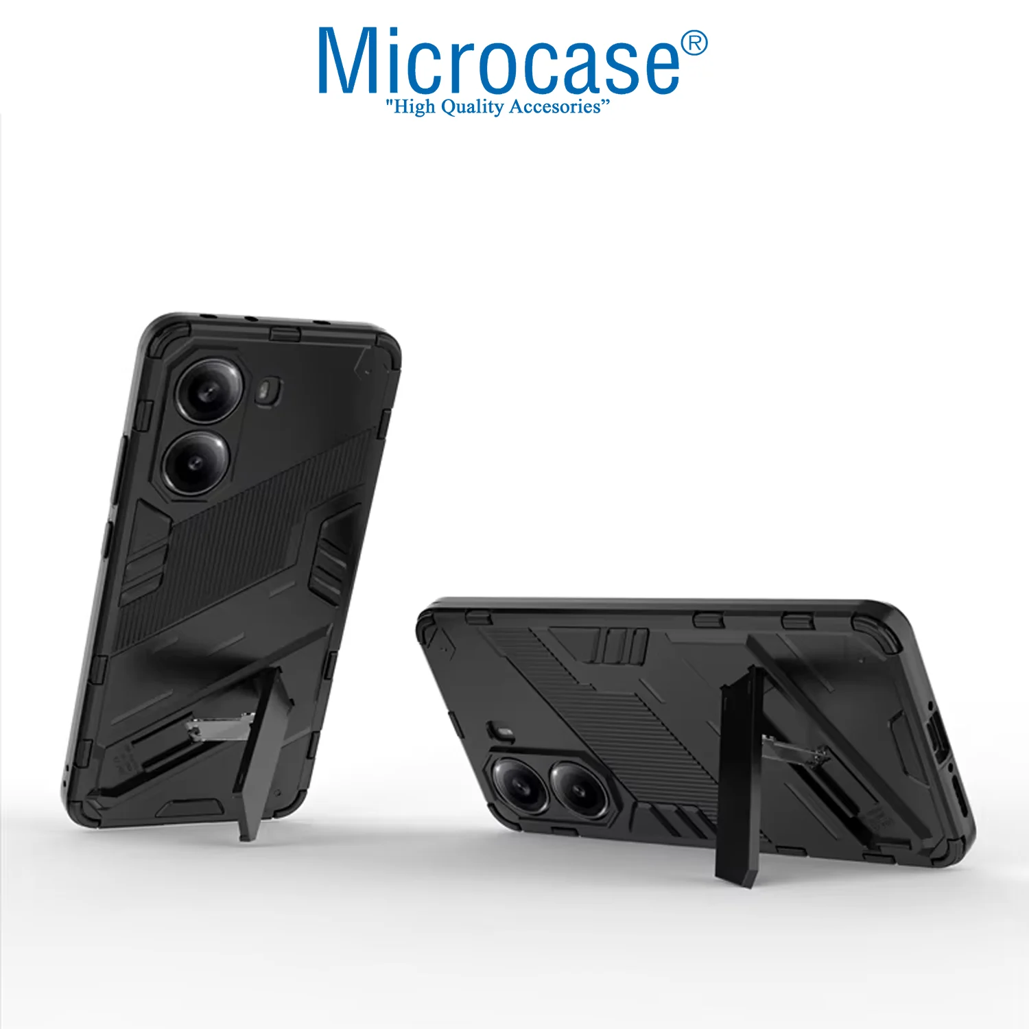 Microcase Xiaomi Redmi Poco X7 Pro /xiaomi Redmi Turbo 4 5g Matrix Serisi Armor Standlı Perfect Koruma Kılıf - Siyah Al3416