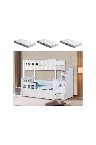 Ranza, Diva Mdf Profil Ayrılabilir 3lü Ranza 3 Adet Comfort Yatak 90 X 190 CM