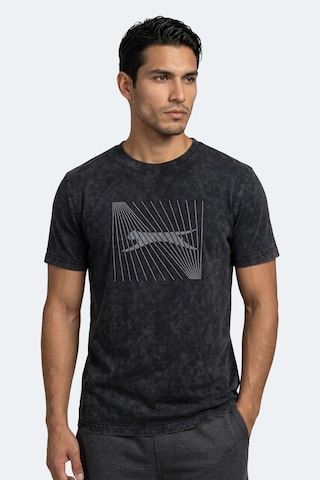 Slazenger Zaır Erkek Baskılı Siyah Tişört