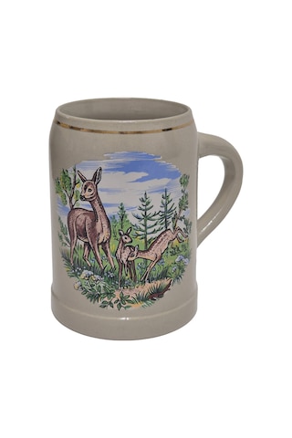 Vintage Tankart Ceylan Figürlü Alman Bira Bardağı 13,5cm