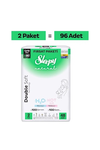 Sleepy Natural Double Soft Ultra Fırsat Paketi Bebek Bezi 2 Numara Mini 96 Adet