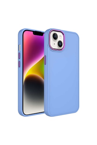 Apple Uyumlu iPhone 13 Uyumlu Metal Çerçeve Ve Buton Tasarımlı Silikon Zore Luna Kılıf-lila Lila -