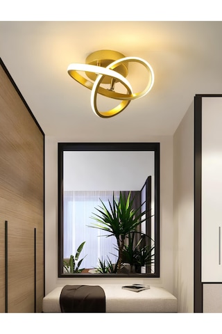 Modern Plafonyer Salon Mutfak Oturma Odası Avize Boomerang Led Avize Eskitme Gold Gün Işığı 4000k Gold