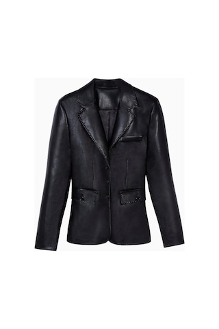 Because Of Alice Cinched Waist Leather Blazer Kadın Ceket Siyah