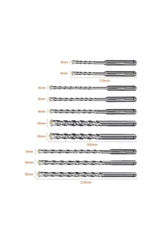 Cat Da03901 10 Parça Tungsten Karbür Sds-plus Beton Matkap Uç Seti