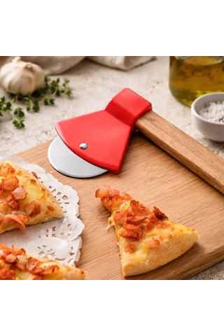 Büro Ev Ofis Mutfağı İçin Ahşap Saplı Paslanmaz Çelik Bıçaklı Balta Stil Pizza Kesici Diğer