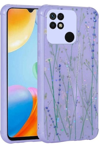 Xiaomi Poco C40 Kılıf Simli Desenli Kamera Korumalı Parlak Zore Popy Kapak Dallar