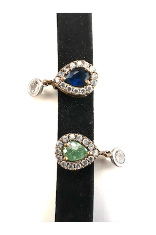 Damla Modeli Yeşim Safir Ve Zirkon Ayarlanabilir Gümüş Bileklik