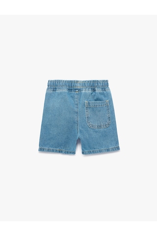 Koton Pamuklu Cepli Beli Bağcıklı Denim Şort Orta İndigo 6smb40020td