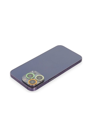 Apple Uyumlu iPhone 13 Pro Max Renkli Kamera Lens Koruma Cam - Sarı-turuncu Çok Renkli