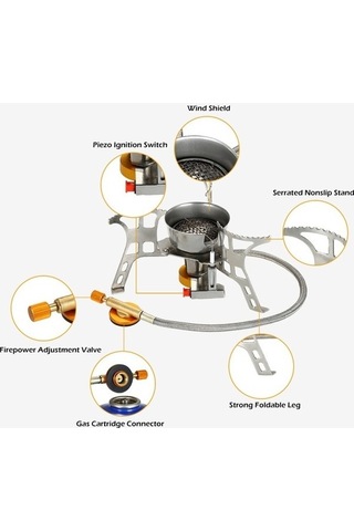 Ulzyvf Taşınabilir Rüzgarlık Sırt Seti Piezo Ocak, Katlanabilir Kamp Ocağı Gazlı Çantası Ateşlemeli - Vp Çok Renkli Çok Renkli