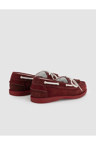 Bordo Detaylı Hakiki Deri Marin Loafer Ayakkabı