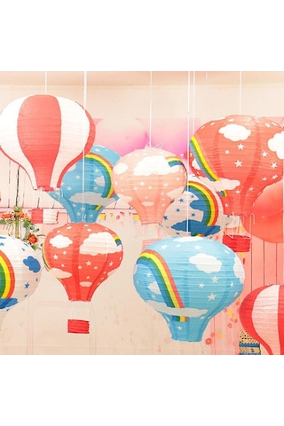 Dekoratif Renkli Kağıt Dilek Feneri Balonu Renkli Uçan Balon 5332