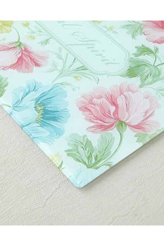 English Home Floral Spirit Cam Kesme Tahtası 25x35 Cm Pembe - Mavi
