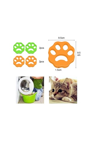 Springsun 4'lü Yıkayıcı Kedi Köpek Tüy Toplayıcı - Yeniden Kullanılabilir Çamaşır Makinesi Tüy Tutucu Turuncu - Yeşil