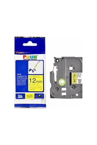 Puun Brother P-Touch TZE-FX631 12MM x 8m Sarı Üzerine Siyah Esnek