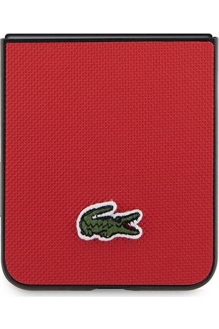 Galaxy Uyumlu Z Flip 5 Kılıf Lacoste Lisanslı Pu Pike Desenli İkonik Timsah Logolu