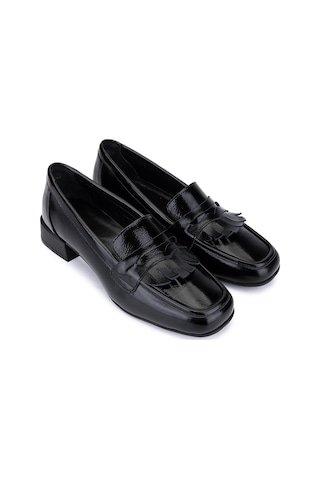 Tamer Tanca Kadın Hakiki Deri Siyah Rugan Loafer Ayakkabı 1161 7206 Bn Ayk Sk25-26 Sıyah Krsk Rgn Siyah