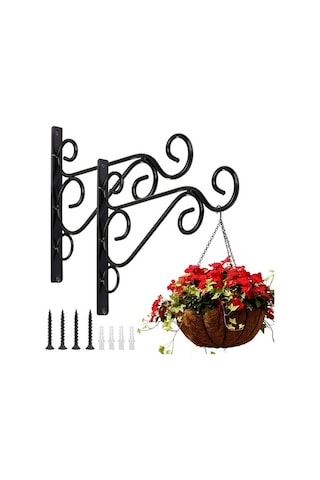 Pazly 2 Adet Siyah Açık Hava Asma Kancası - Bitki Kuş Yemliği Fener Rüzgar Çanları İçin