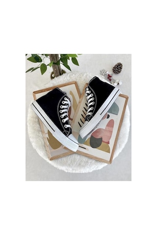 N Moda Unisex Keten Ayakkabı Spor Ayakkabı Günlük Sneakers Uzun Siyah