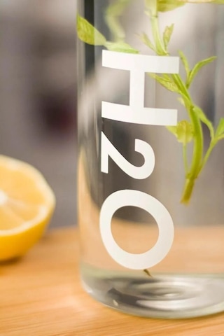 H2o Borosilikat Cam Matara 1L Vakum Kapaklı Su Şişesi Suluk 1000 Ml