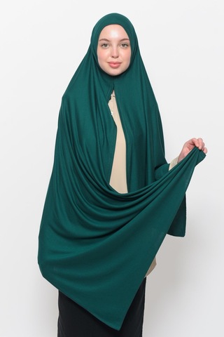 Hazır Pratik Geçmeli Lüks Düz Penye Şal Çapraz Hizalı Yeşil
