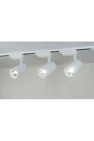 Led 3 Adet 30 W Led Ray Spot Vitrin Mağaza Armatürü 1m Raylı Beyaz Kasa Gün Işığı Işıklı Spot