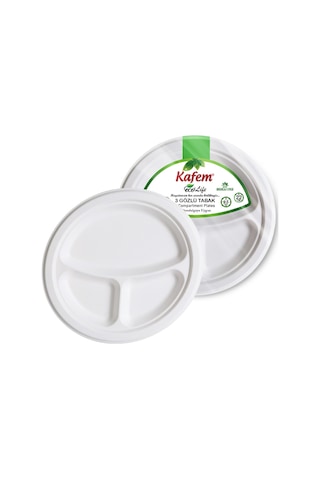 Kafem Ekolojik 3 Gözlü Karton Tabak 22 Cm 25 Li X 40 Paket Koli