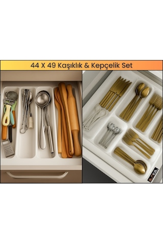 44x49 Cm. Beyaz Kaşıklık Ve Kepçelik 2'li Set 40x41 Cm'e Kadar Kesilebilir - 44x49byz-set Beyaz