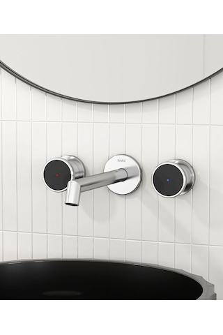 Teska Grande Shine Lavabo Bataryası-siyah Camlı Cam