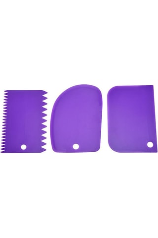 Hamur Kek Pişirme Kazıyıcı Fondan Pasta Kesici Aracı Mor 3 Adet/Takım