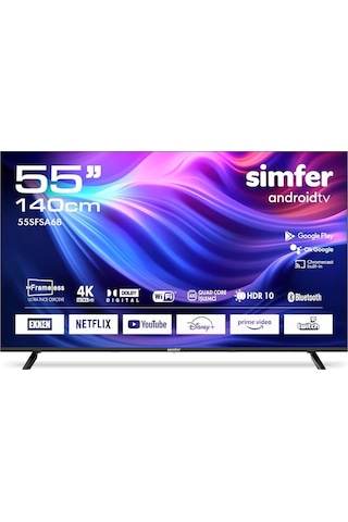 Simfer 55SFSA6B 4K Ultra HD 55" 140 Ekran Uydu Alıcılı Android Smart LED TV