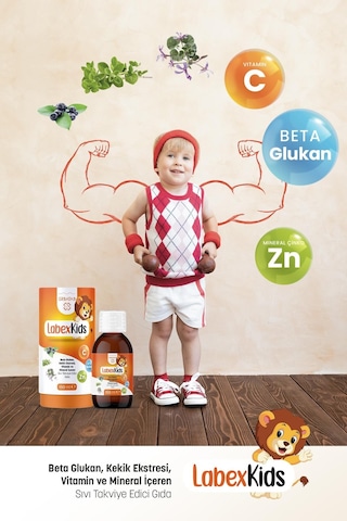 Labex Kids Çinko Kekik Beta Glukan Karamürver Çocuk Multivitamin Şurup 150 ML